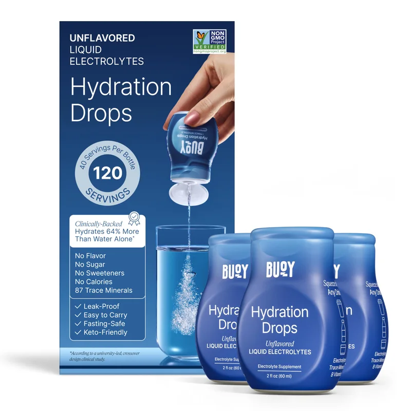 Buoy Electrolyte Drops — Unflavored, 3 pack / 120 servings