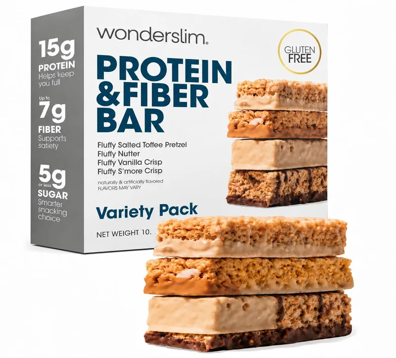 Wonderslim High Fiber Protein Bars — Variety, 7 count